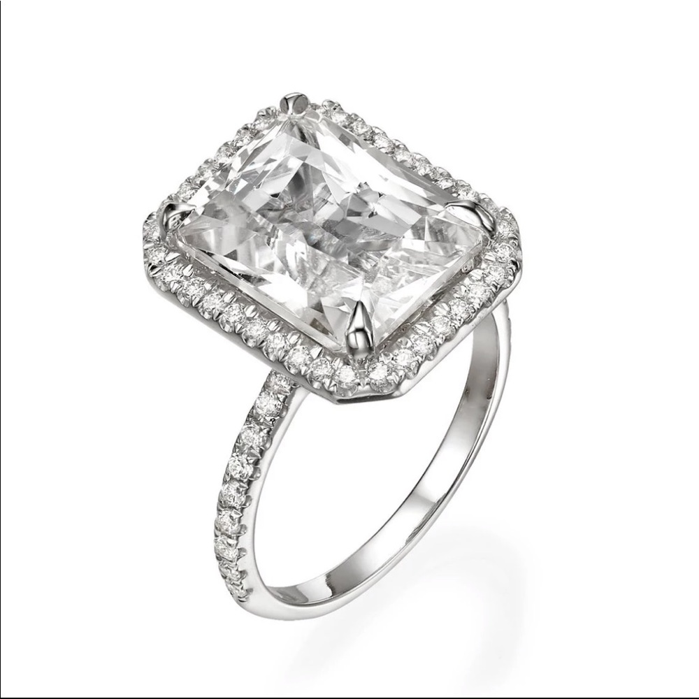 New Luxury 925 Silver Sapphire Square Cut Ring - Picture 5 of 6